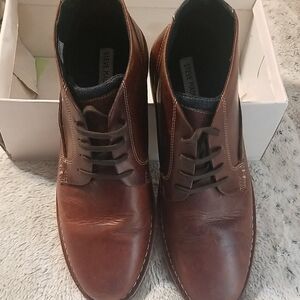 STEVE MADDEN Mens Sz 10.5 Brown Leather Chukka Style Gadrick Wood EUC